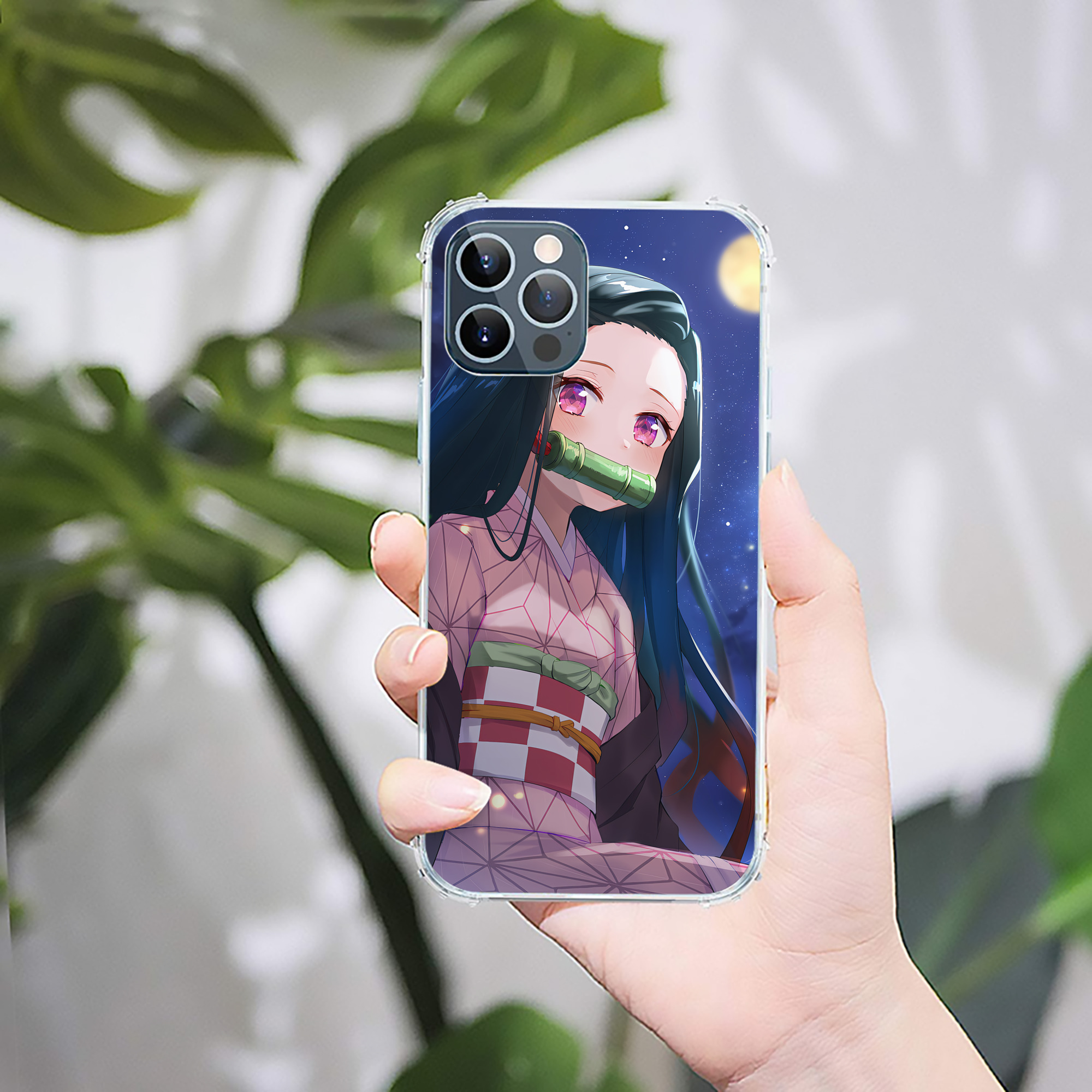 （画像用） 鬼滅の刃（きめつのやいば）竈門 禰󠄀豆子／かまど ねずこ Kamado Nezuko 【iPhone 12シリーズ対応】透明スマホケース（クリアソフトケース）